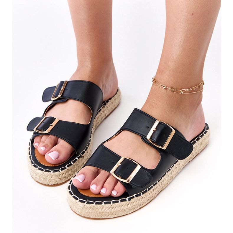 Espadrilles negri cu catarame de kasina negru