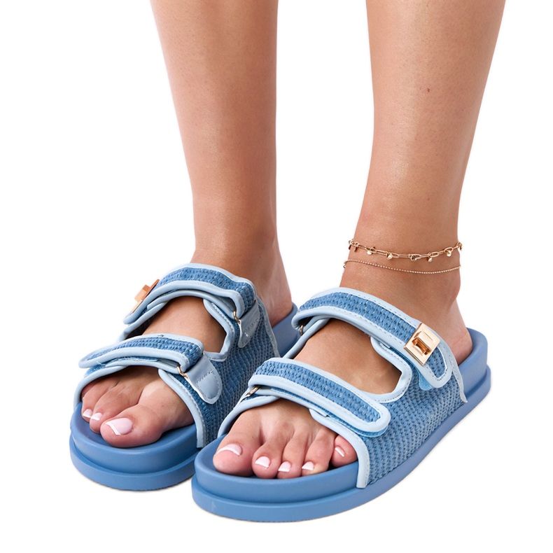 Flip -flops de croșetat albastru cu dungi reglabile Kliris