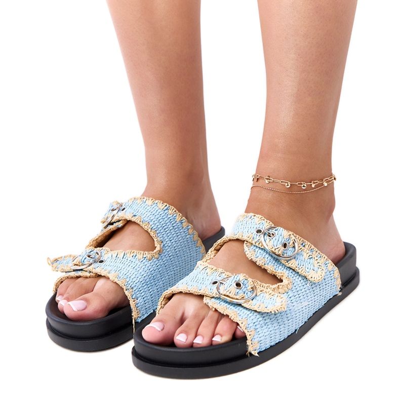 Clapele albastre împletite cu cataramă Sameli albastru