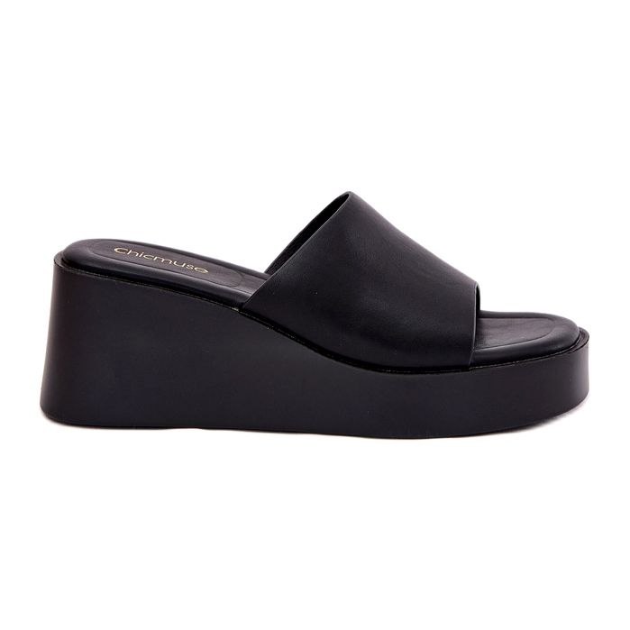 Flip -flops pentru femei pe pană ancoică neagră negru