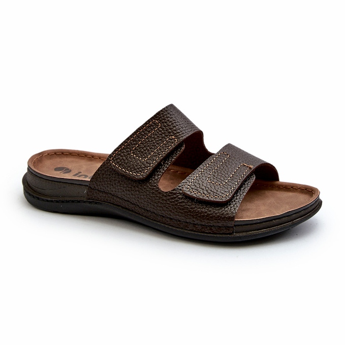Flip-flops confortabili pentru bărbați, cu bretele velcro Inblu GV00002I maro închis Flip-flops confortabili pentru bărbați, cu bretele velcro Inblu GV00002I maro închis
