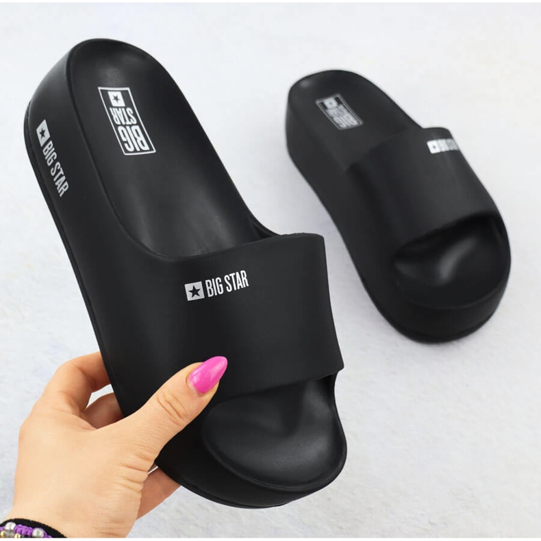Flip -flops pentru femei pe platforma Black Big Star SS274721 Platforma de plajă negru