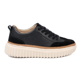 Adidași din piele neagră pe platforma Sergio Leone Beige negru Adidași din piele neagră pe platforma Sergio Leone Beige negru