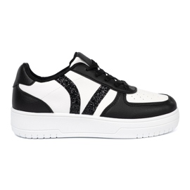 Shelvt Adidaje elegante alb -negru cu inserții de sclipici
