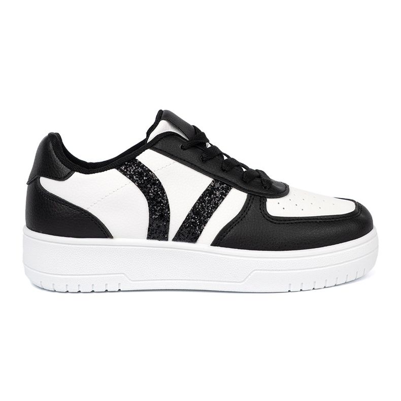 Shelvt Adidaje elegante alb -negru cu inserții de sclipici