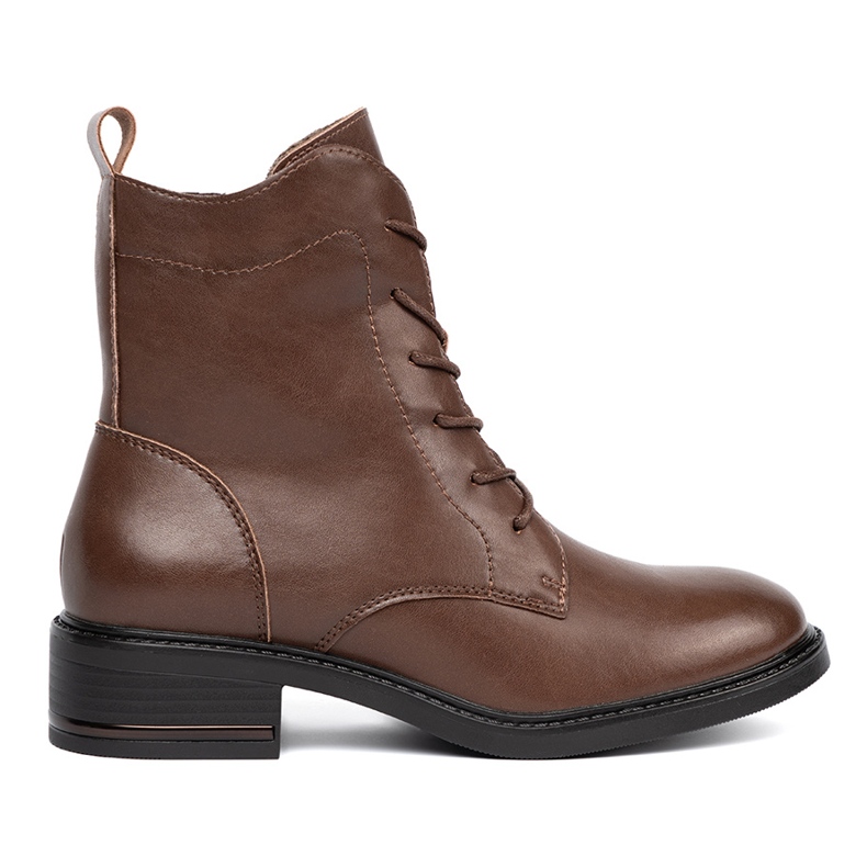 Cizme din dantelă maro cu un sergio Leone cu toc scăzut