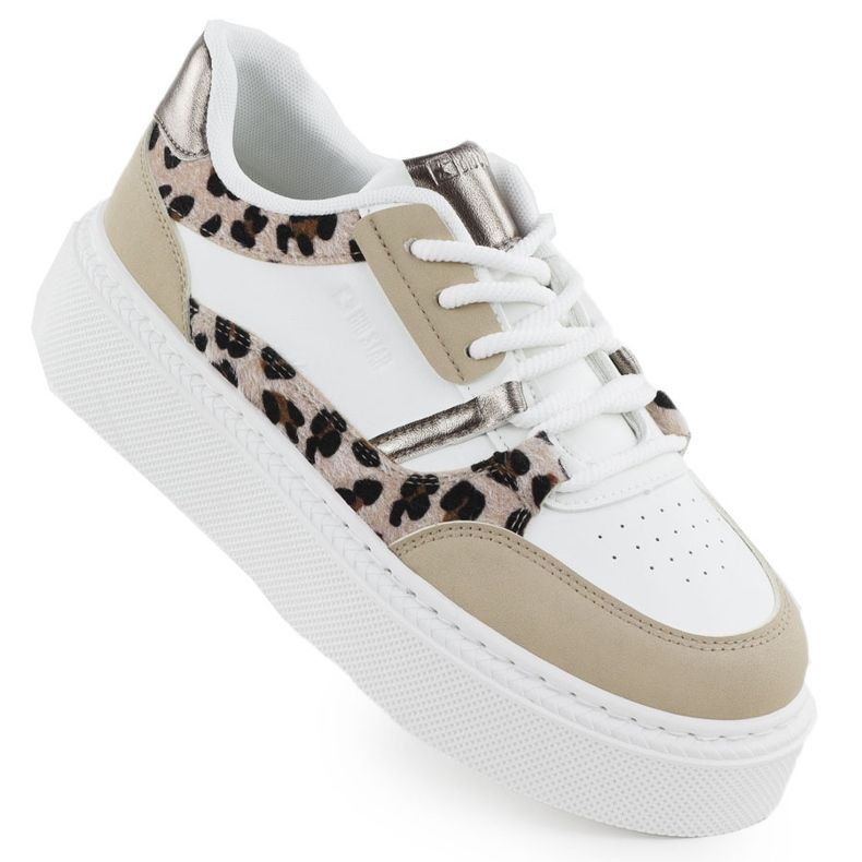 Big Star Încălțăminte sport pe platforma ZZ cu leopard imprimat mare SS274357 alb