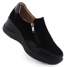 Pantofi din piele pentru femei pe pană Black Filippo DP6473 negru