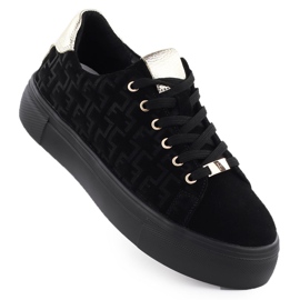 Adidași pentru încălțăminte din piele pentru femei pe platforma Black Filippo DP6850