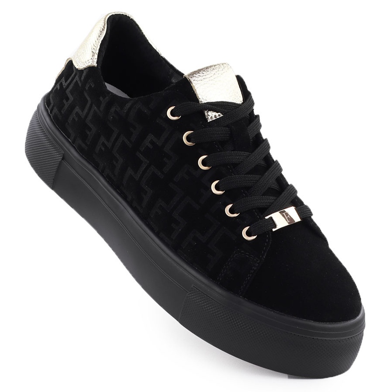 Adidași pentru încălțăminte din piele pentru femei pe platforma Black Filippo DP6850