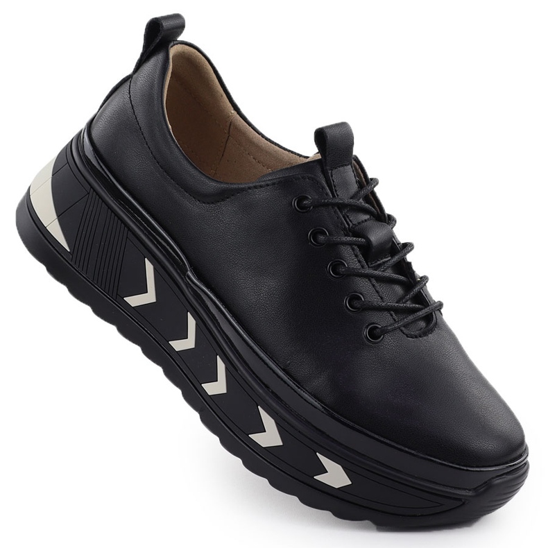 Adidaje de piele pentru femei pe platformă Czarne Filippo DP6427