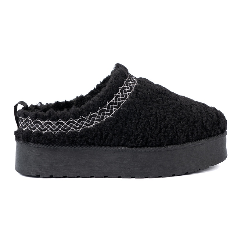 Shelvt Buty a'la śniegowce w czarnym kolorze z ozdobnym haftem negru