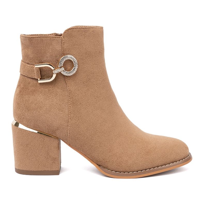 Shelvt Cizme elegante într -o nuanță maro deschis cu detalii aurii