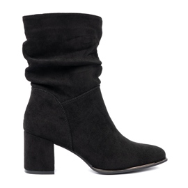 Shelvt Cizme de piele de piele neagră cu rid elegant negru