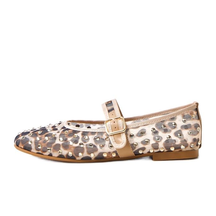 Balerine cu plasă pantofială cu cristale de malmo maro