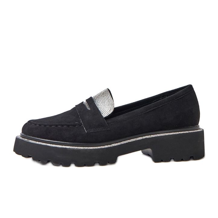 Mocasinele ekozamszu negre decorate cu zirconia cubică klooren negru