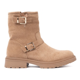 Shelvt Cizme de caramel cu cleme decorative de aur