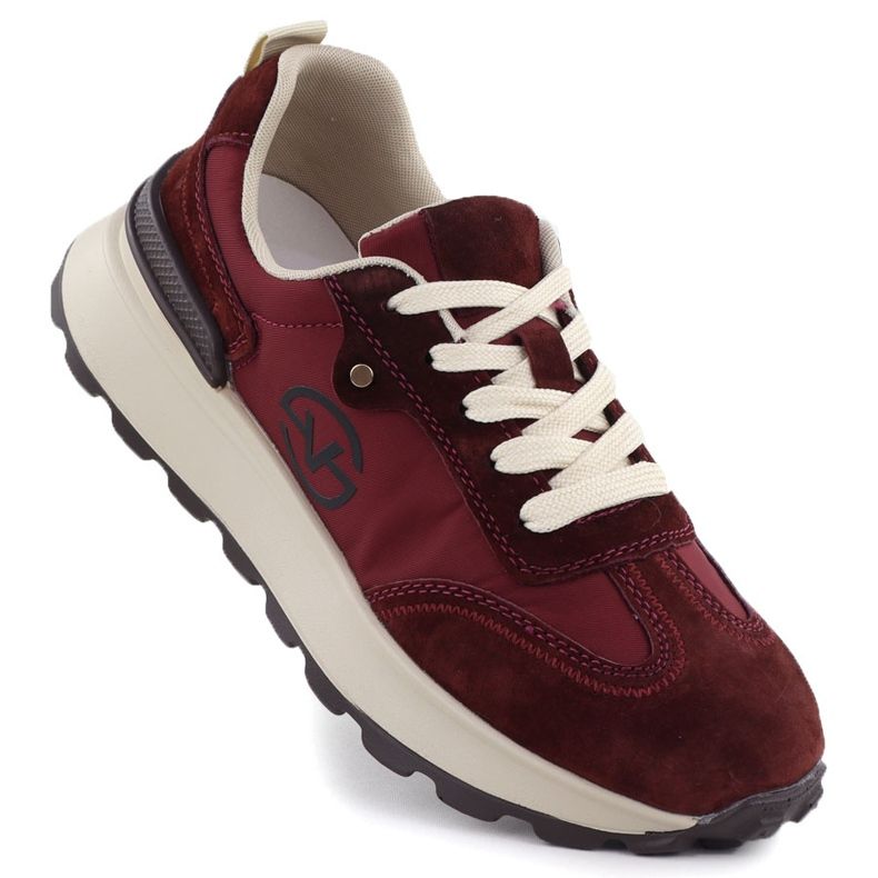 Pantofi sport din piele pentru femei. Vinceza 41491 Burgundia roșu Pantofi sport din piele pentru femei. Vinceza 41491 Burgundia roșu