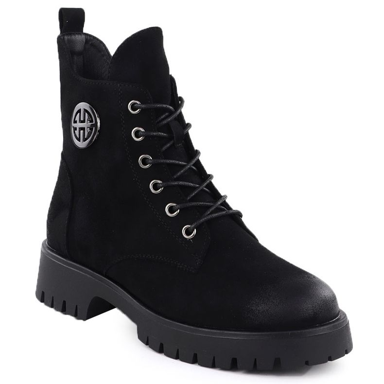 Cizme izolate de femei din piele de căprioară Black Potocki Z25-SZ12672 negru