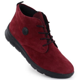 Cizme din piele pentru femei, Burgundy Rieker Z0022-35 roșu Cizme din piele pentru femei, Burgundy Rieker Z0022-35 roșu