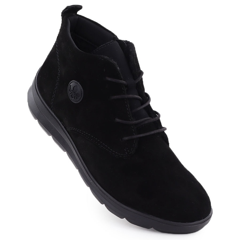 Cizme din piele pentru femei Black Rieker Z0022-00 negru