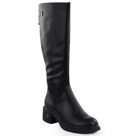 Cizme de piele pentru femei Black Vinceza 26-66823