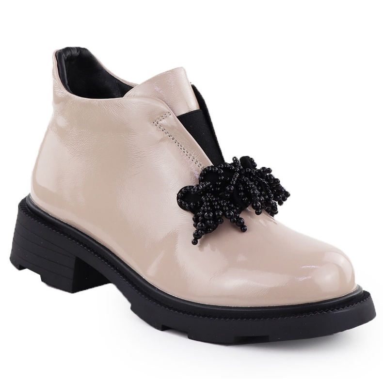 Cizme de piele pentru femei cu un ornament Varnished Beige Filippo DBT6370 bej