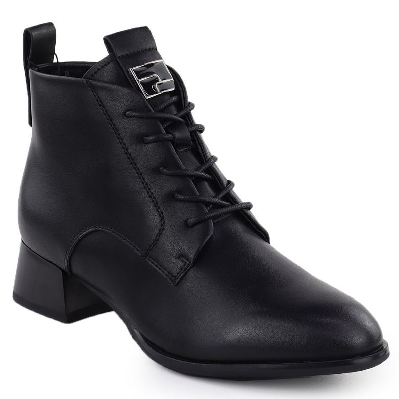 Tocuri înalte din piele Vinceza Black 66805 negru