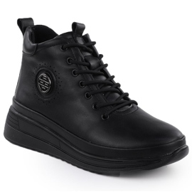 Cizme de piele pentru femei pe pană Black Filippo DBT4215 negru