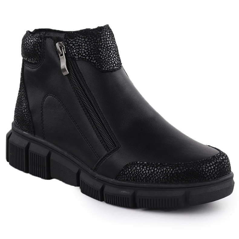 Cizme de piele pentru femei pe altitudine Jezzi Black 9309