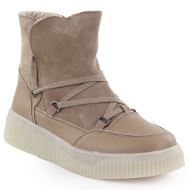 Cizme de piele pentru femei bej Filippo DBT7162
