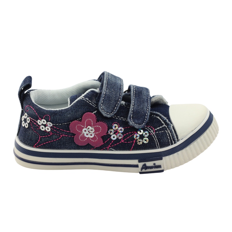 American Club Tenisi americani 15069 cu paiete albastru marin roz alb