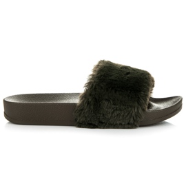 Seastar Papuci de măsline cu blană verde