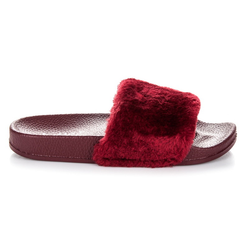 L. Day Papuci Burgundy Cu Blana roșu L. Day Papuci Burgundy Cu Blana roșu