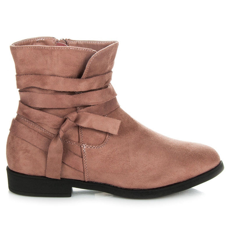 Seastar Botine din piele intoarsa roz