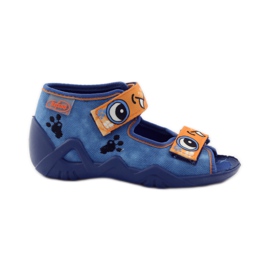 Papuci albastri Befado Velcro 250p065 portocale albastru
