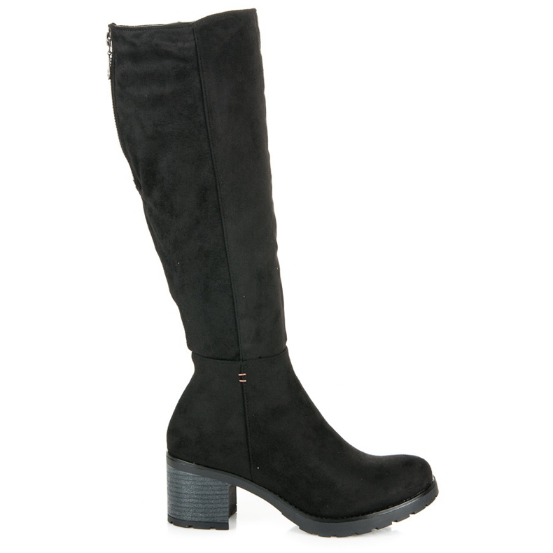 Vinceza Cizme cu toc înalt din piele de căprioară negru