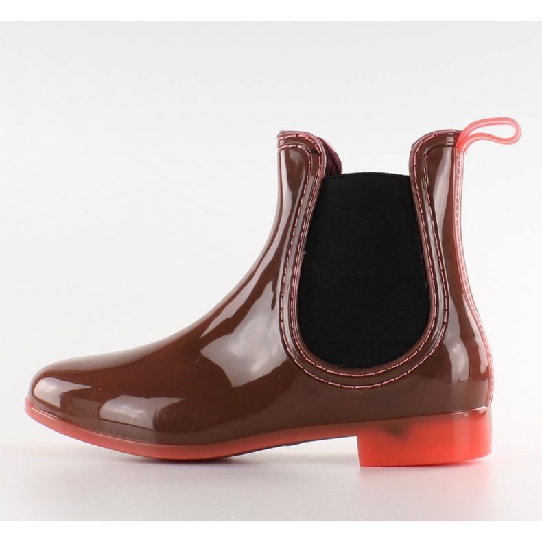 Wellingtons cu coral transparent PT28 cu toc maro