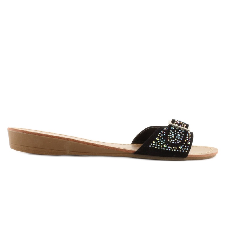 Papuci cu pietricele negre AA-16 negru