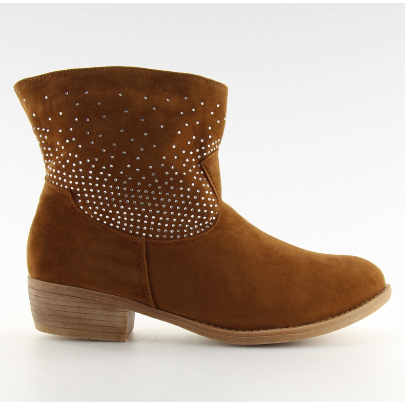 Cizme de gleznă cu cămilă de zirconiu cubic 6914 maro