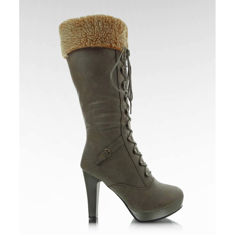 Cizme pe stâlp G12400 kaki maro multicolor