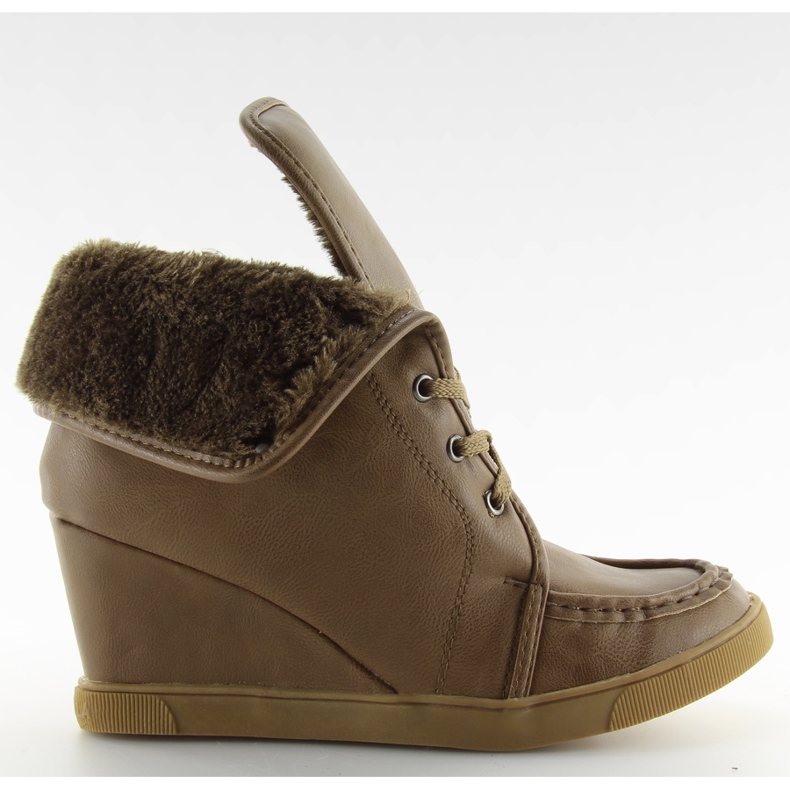 Cizme dantelate 08134 kaki maro multicolor