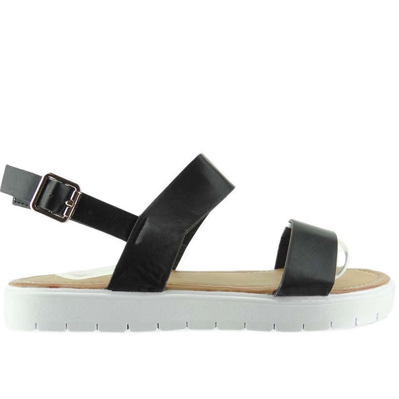 Sandale negre pe talpa sport LC-7 negru Sandale negre pe talpa sport LC-7 negru