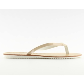 Papuci, flip-flop, talpă albă LS-76 Bej