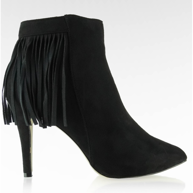 Cizme frumoase din piele de căprioară cu ciucuri negre negru