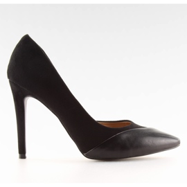 Suede negru pompează pe călcâie