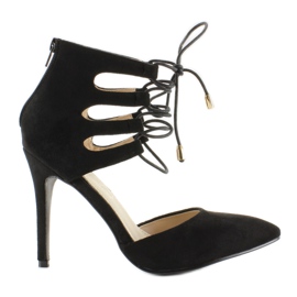 Stilete din piele intoarsa legati la glezna Negri negru