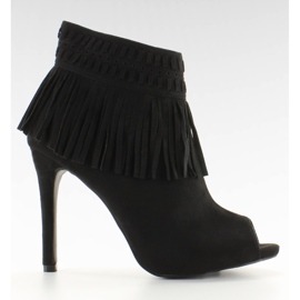 Cizme deschise cu vârful degetelor 11016 Negru