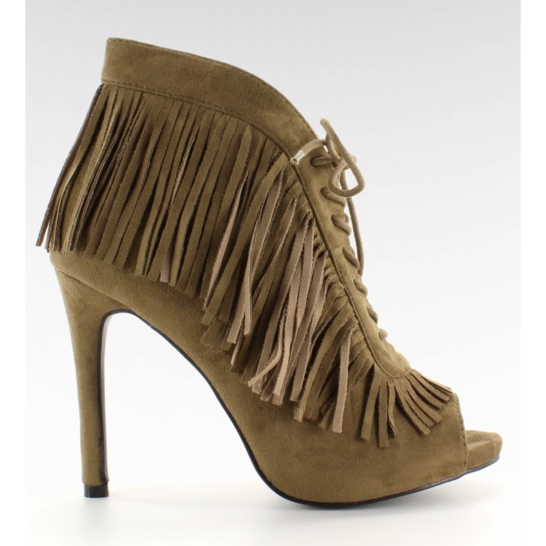 Cizme deschise cu siret, stil boho 11015 Verde