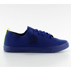 Adidași cu o dungă neon. Albastru închis multicolor